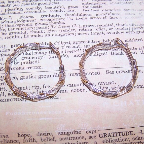 ARIVA Thaiand Sterling Silver 18K Yellow Gold Wrapped Hoop Earrings - Posts/Nuts - Picture 6 of 8